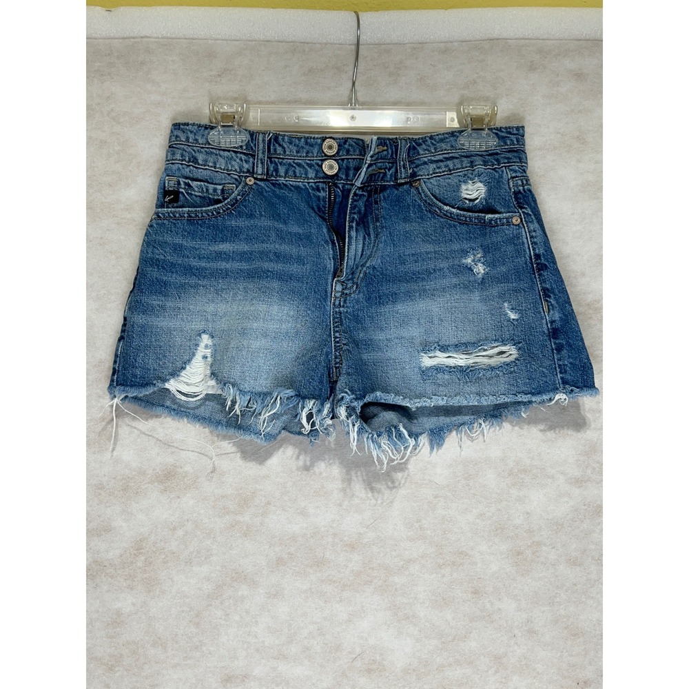 KanCan Distressed Denim Shorts Medium Wash Raw Hem KC8560NM Womens Size 5 26